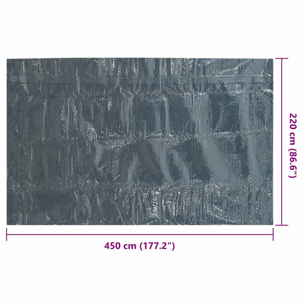 Plutajući PE solarni pokrov za bazen 450 x 220 cm crno-plavi