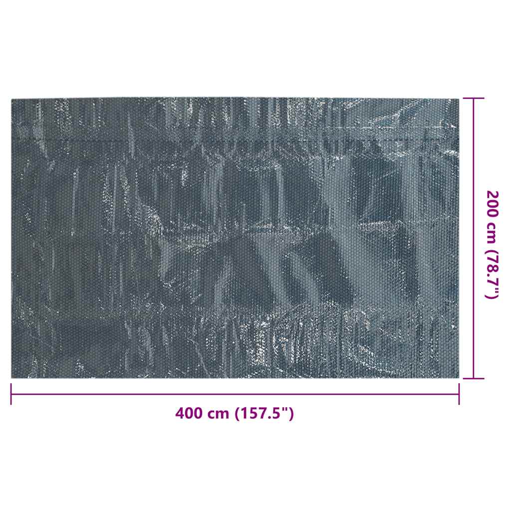Plutajući PE solarni pokrov za bazen 400 x 200 cm crno-plavi