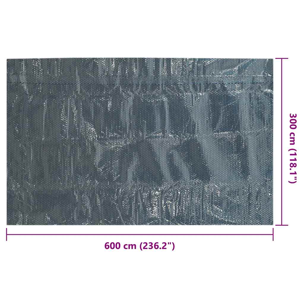 Plutajući PE solarni pokrov za bazen 600 x 300 cm crno-plavi