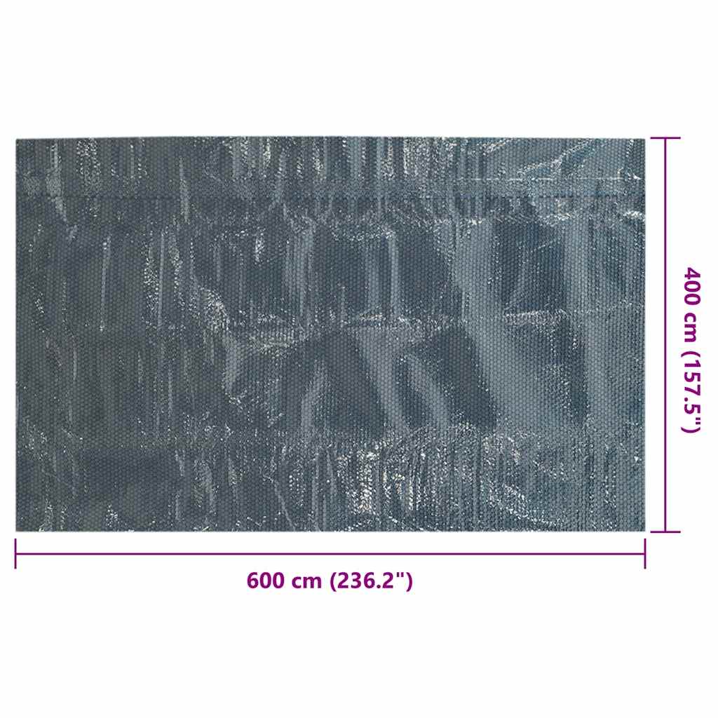 Plutajući PE solarni pokrov za bazen 600 x 400 cm crno-plavi