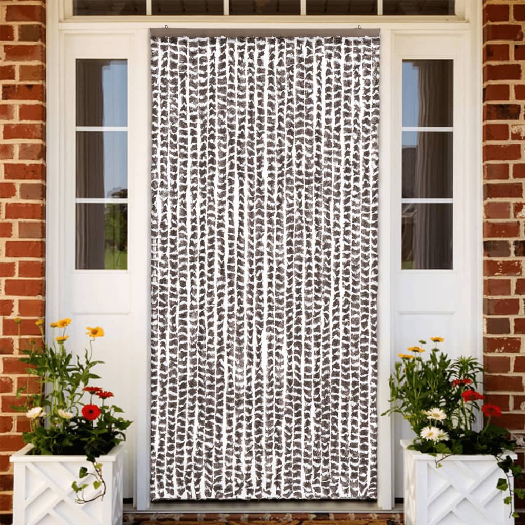 Zastor protiv insekata smeđe-sivi i bijeli 100 x 220 cm šenil