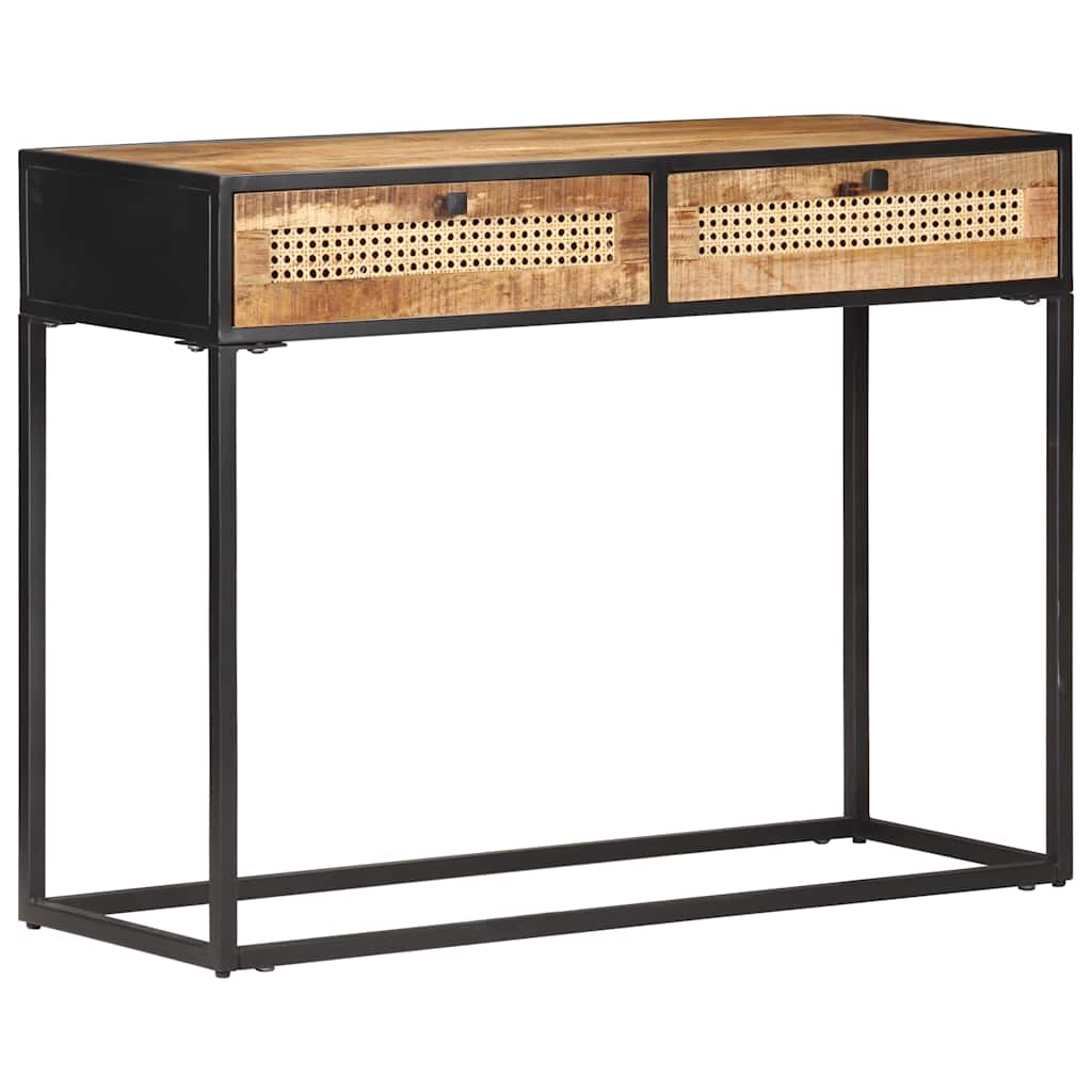 Konzolni stol 100x35x75 cm grubo drvo manga i prirodna trska