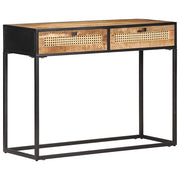 Konzolni stol 100x35x75 cm grubo drvo manga i prirodna trska