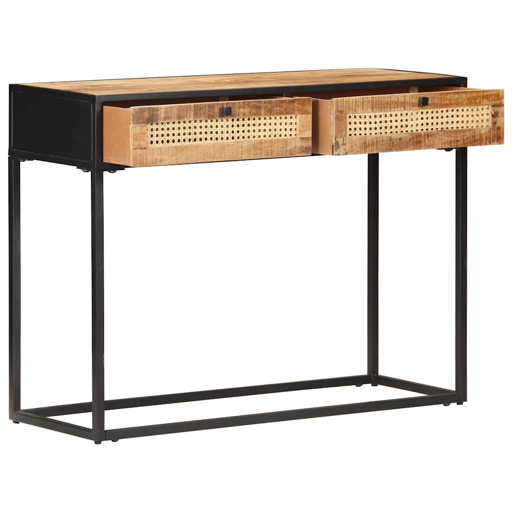Konzolni stol 100x35x75 cm grubo drvo manga i prirodna trska