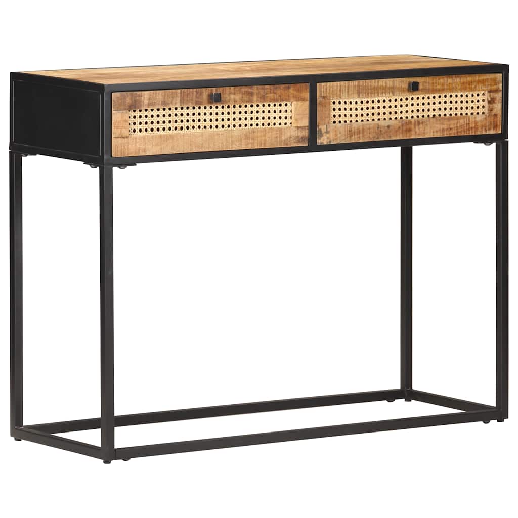 Konzolni stol 100x35x75 cm grubo drvo manga i prirodna trska