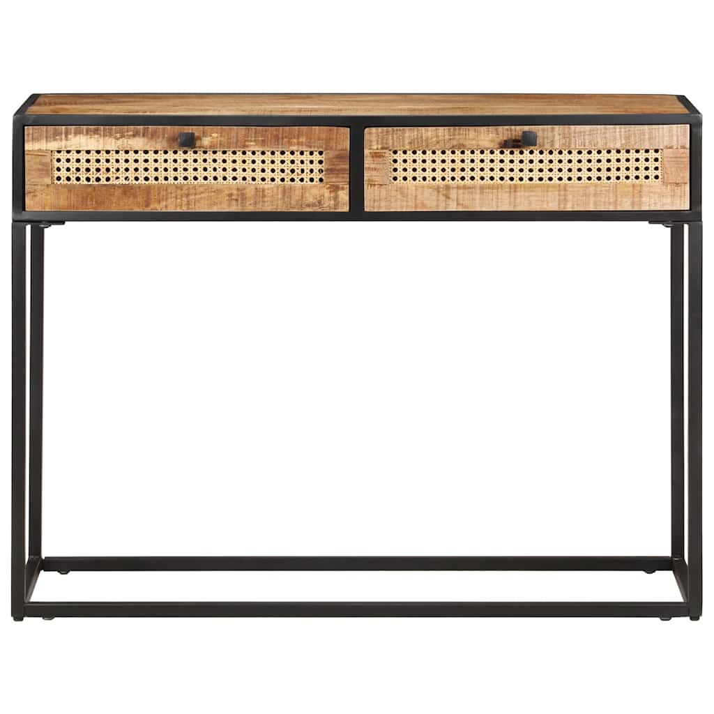 Konzolni stol 100x35x75 cm grubo drvo manga i prirodna trska