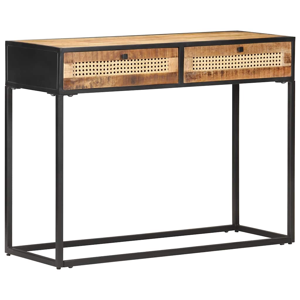 Konzolni stol 100x35x75 cm grubo drvo manga i prirodna trska