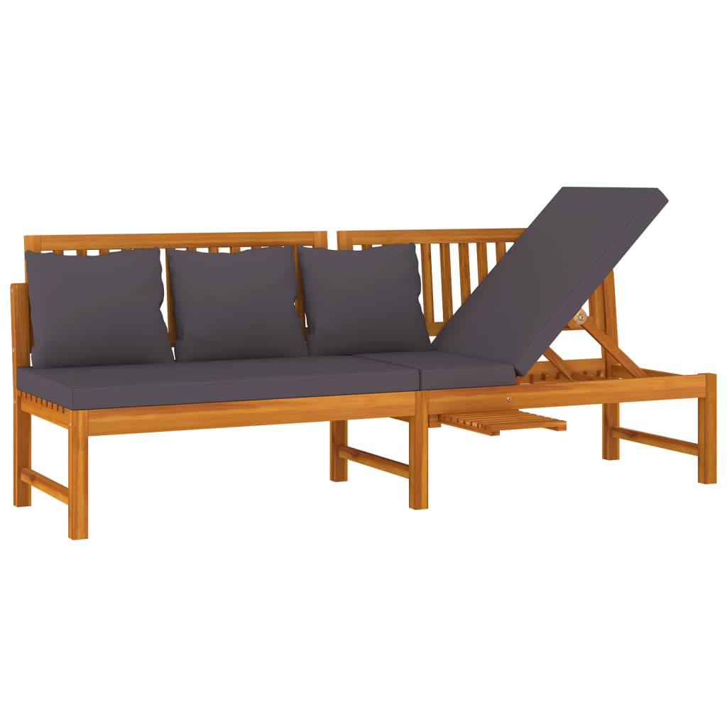 Dnevni ležaj sa sivim jastukom 200x60x75cm masivno drvo bagrema