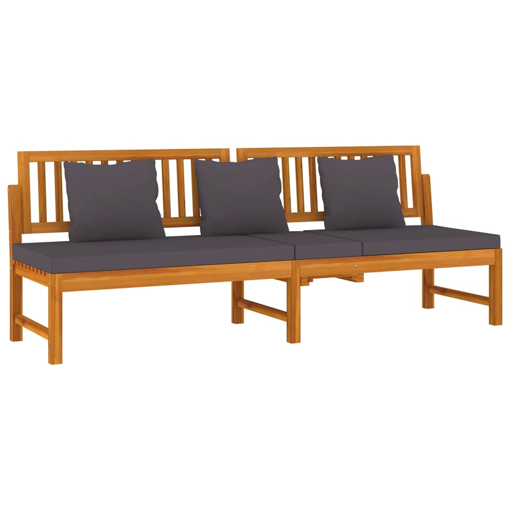 Dnevni ležaj sa sivim jastukom 200x60x75cm masivno drvo bagrema