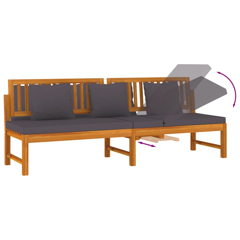 Dnevni ležaj sa sivim jastukom 200x60x75cm masivno drvo bagrema