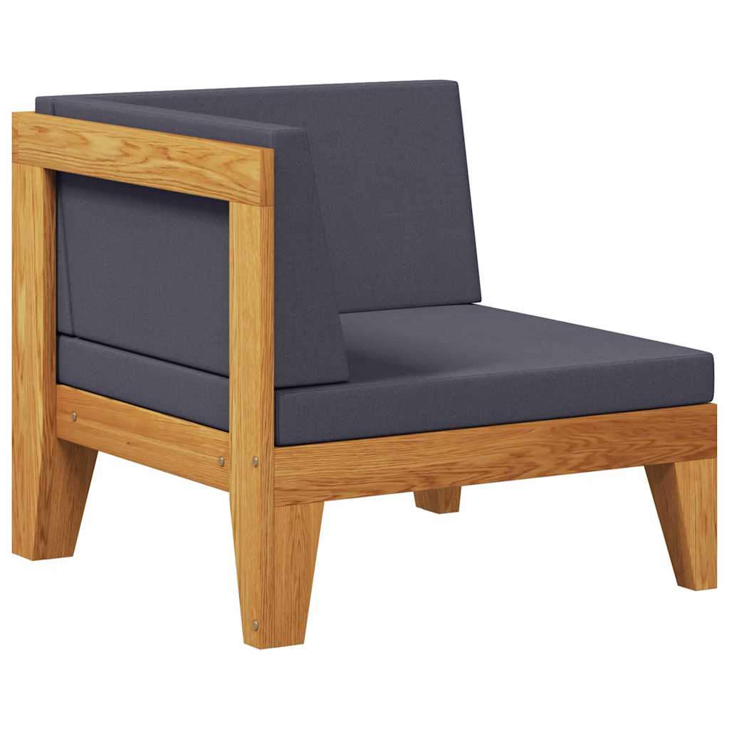 Modularna kutna sofa i tamnosivi jastuci masivno bagremovo drvo