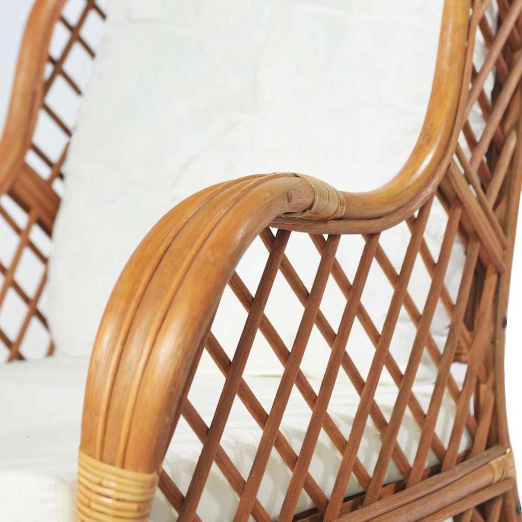 Sofa s jastukom svjetlosmeđa od prirodnog ratana i platna