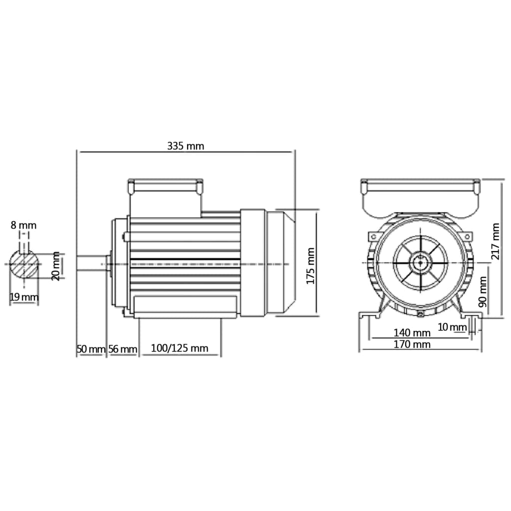 Jednofazni električni motor 1,5 kW / 2 KS 2 pola 2800 o/min