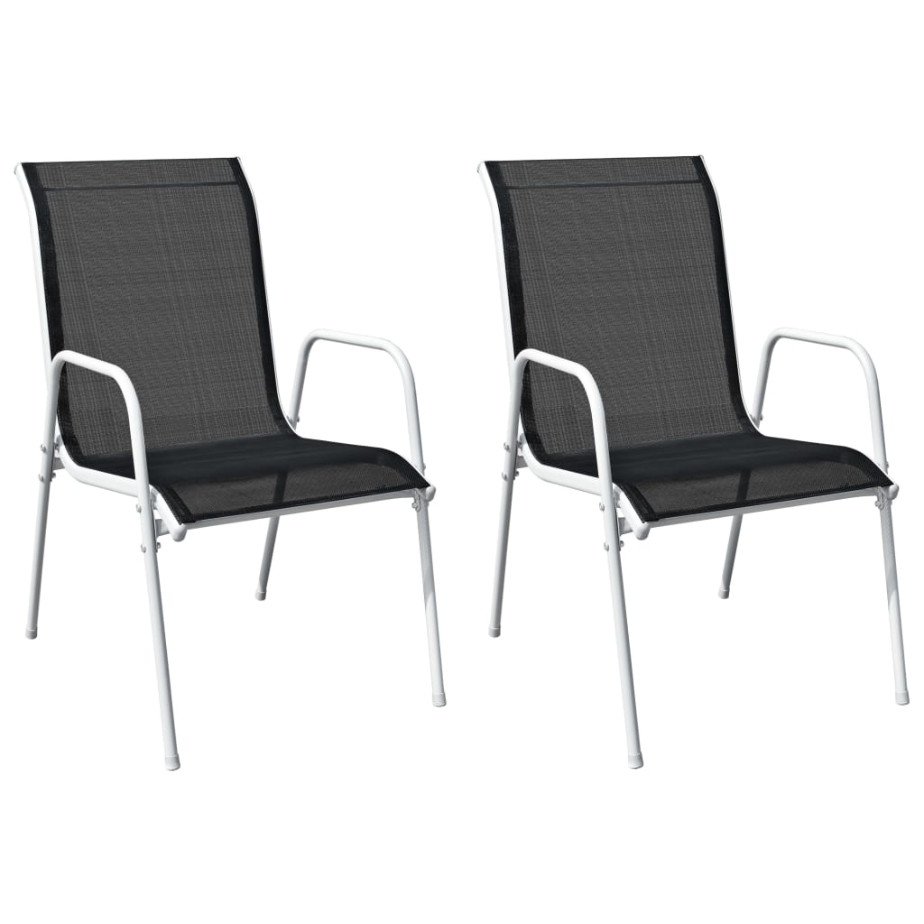 Složive vrtne stolice 2 kom od čelika i tekstilena crne