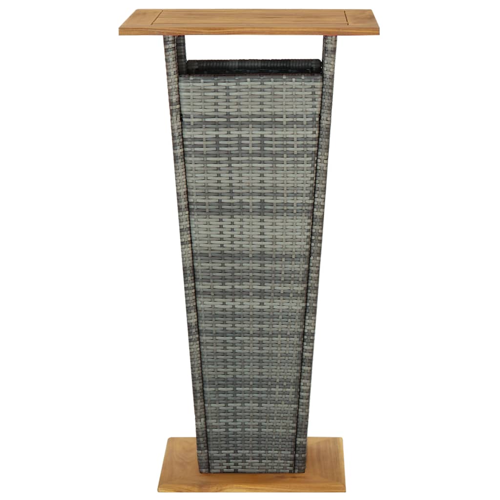 Barski stol sivi 60x60x110 cm poliratan i masivno drvo bagrema