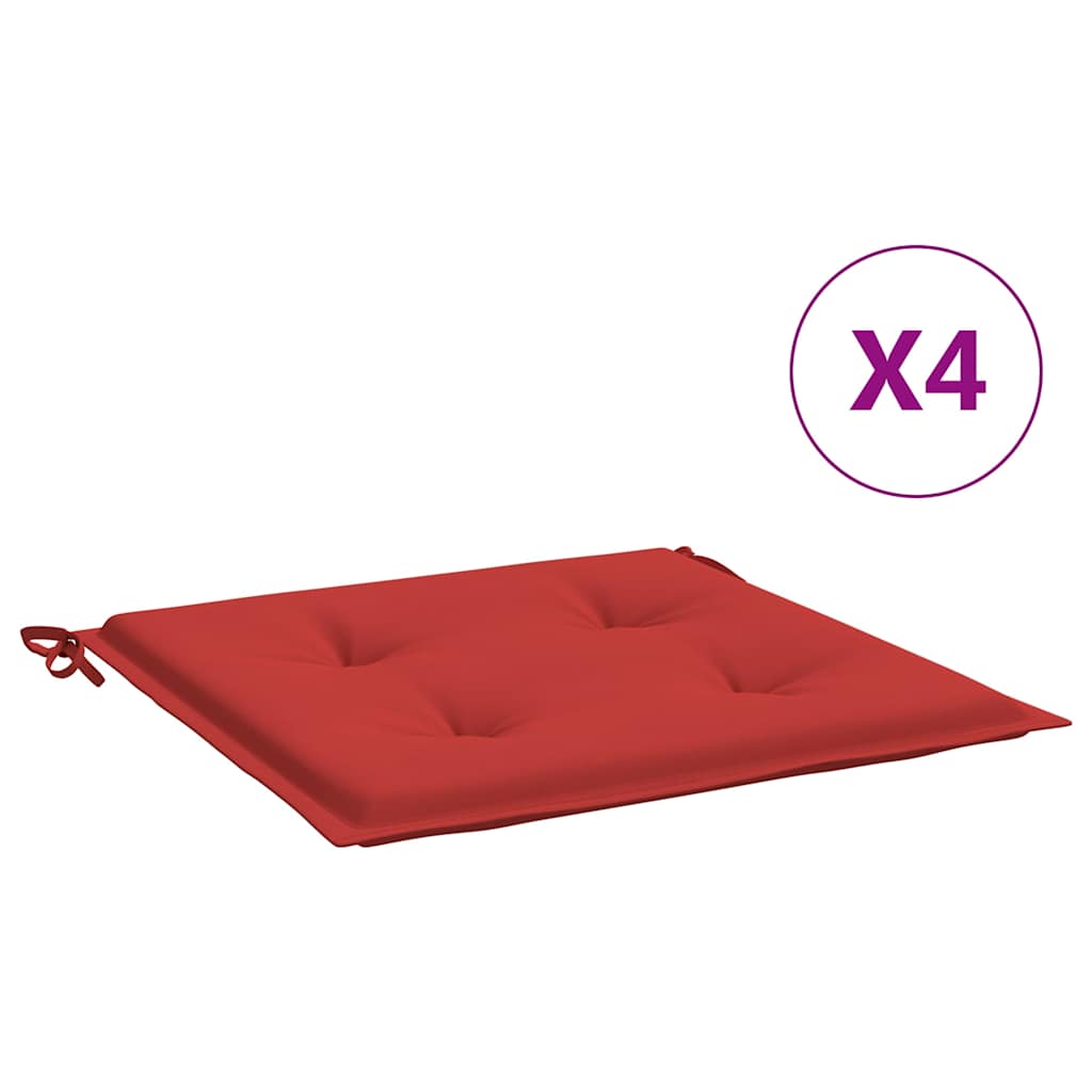 Jastuci za vrtne stolice 4 kom crveni 50x50x4 cm od tkanine