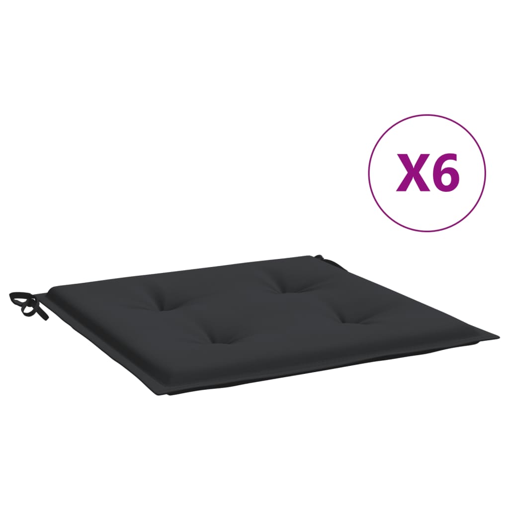 Jastuci za vrtne stolice 6 kom crni 50x50x4 cm tkanina Oxford