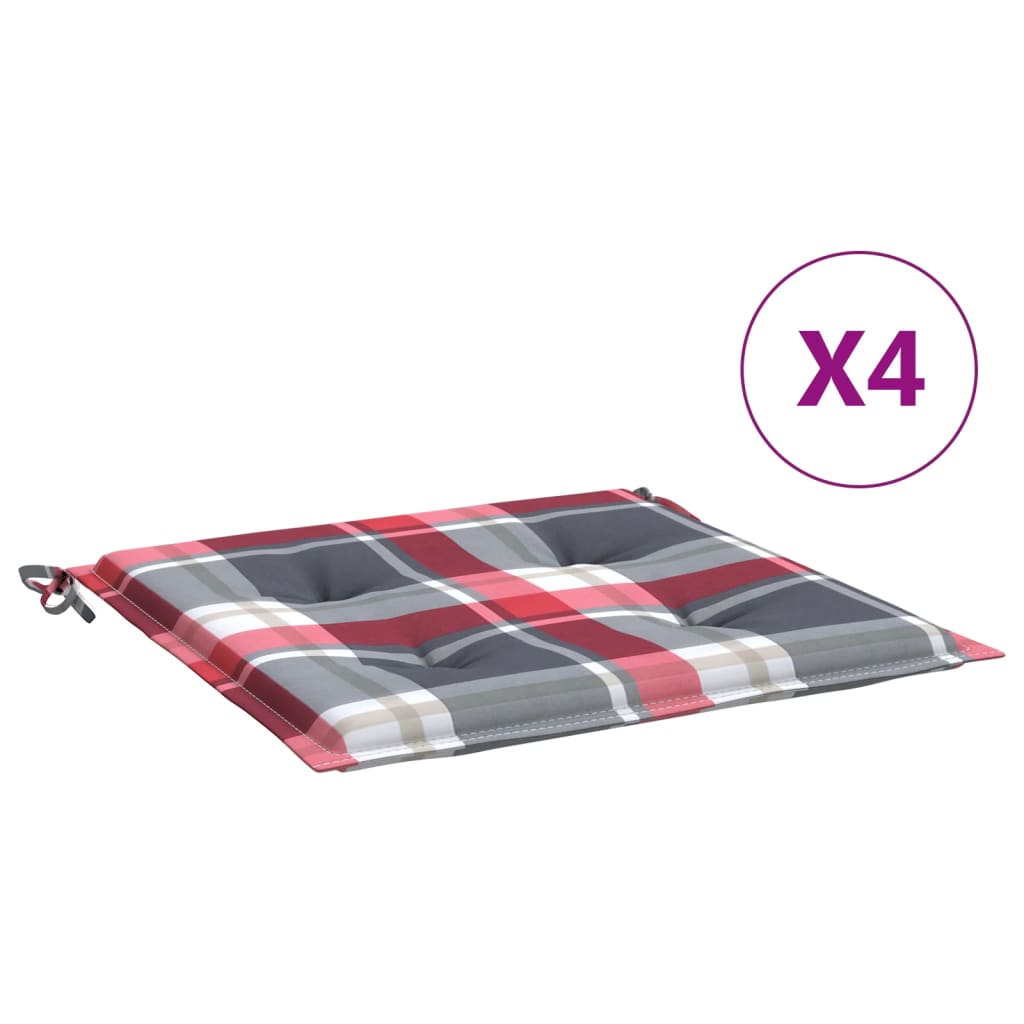 Jastuci za vrtne stolice 4kom crveni karirani 50x50x4cm tkanina