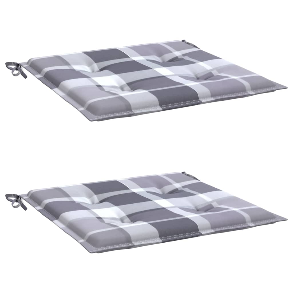 Jastuci za vrtne stolice 2 kom sivi karirani 50x50x4 cm tkanina