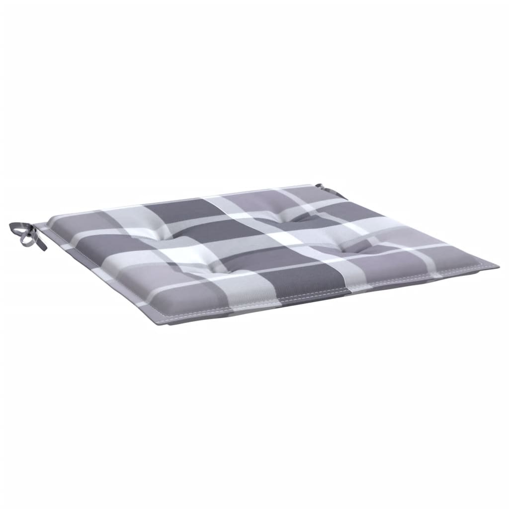 Jastuci za vrtne stolice 2 kom sivi karirani 50x50x4 cm tkanina