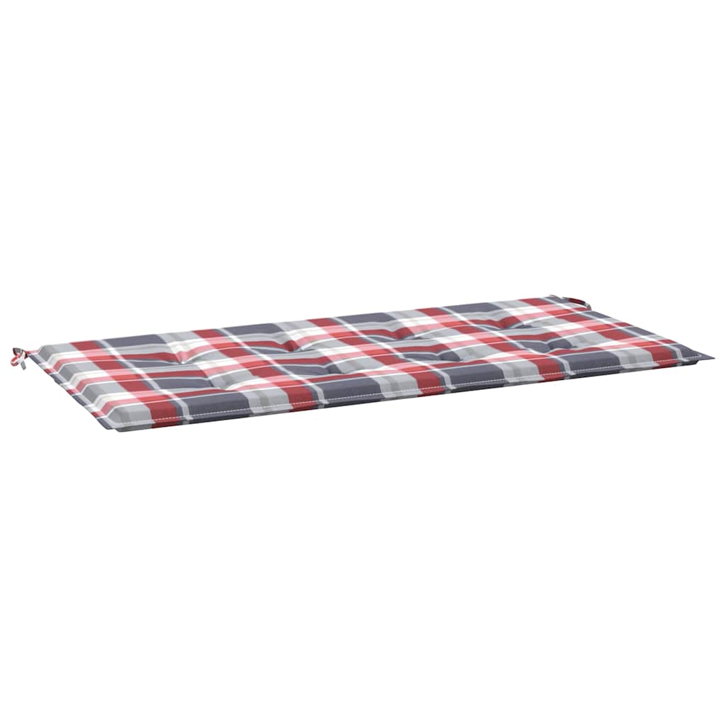Jastuk za vrtnu klupu crveni karirani 120x50x3cm tkanina Oxford