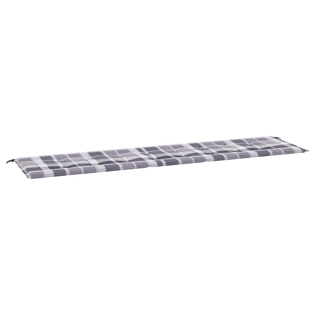 Jastuk za vrtnu klupu sivi karirani 200x50x4 cm tkanina Oxford