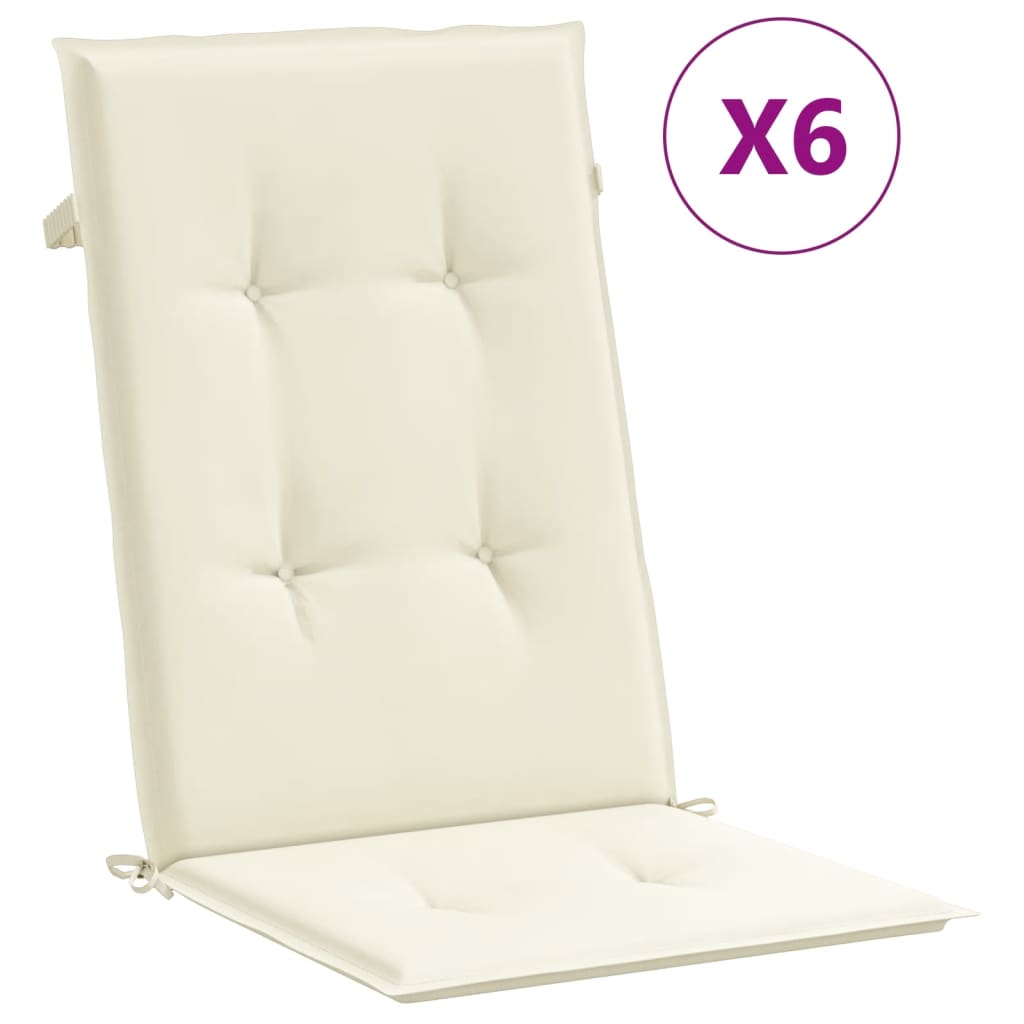 Jastuci za vrtne stolice 6 kom krem 120 x 50 x 3 cm od tkanine