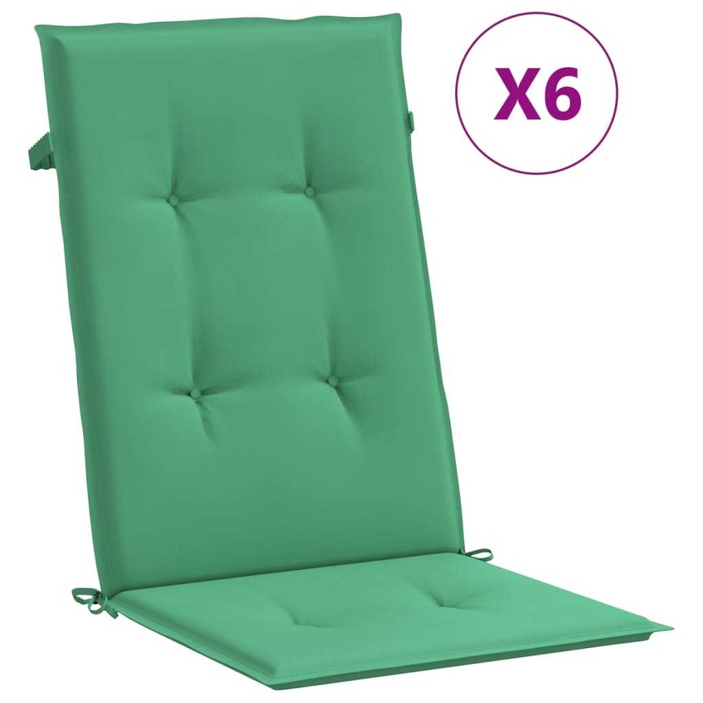 Jastuci za vrtne stolice 6 kom zeleni 120x50x3 cm od tkanine