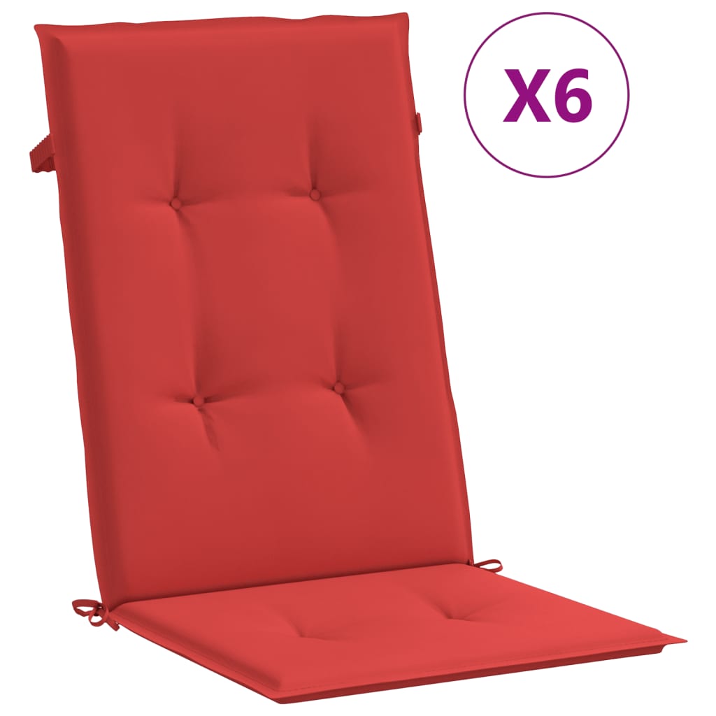 Jastuci za vrtne stolice 6 kom crveni 120x50x3 cm od tkanine
