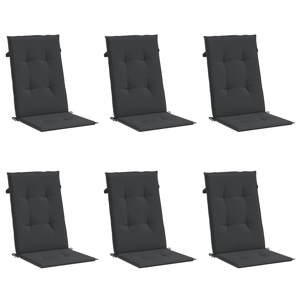 Jastuci za vrtne stolice 6 kom crni 120 x 50 x 3 cm od tkanine