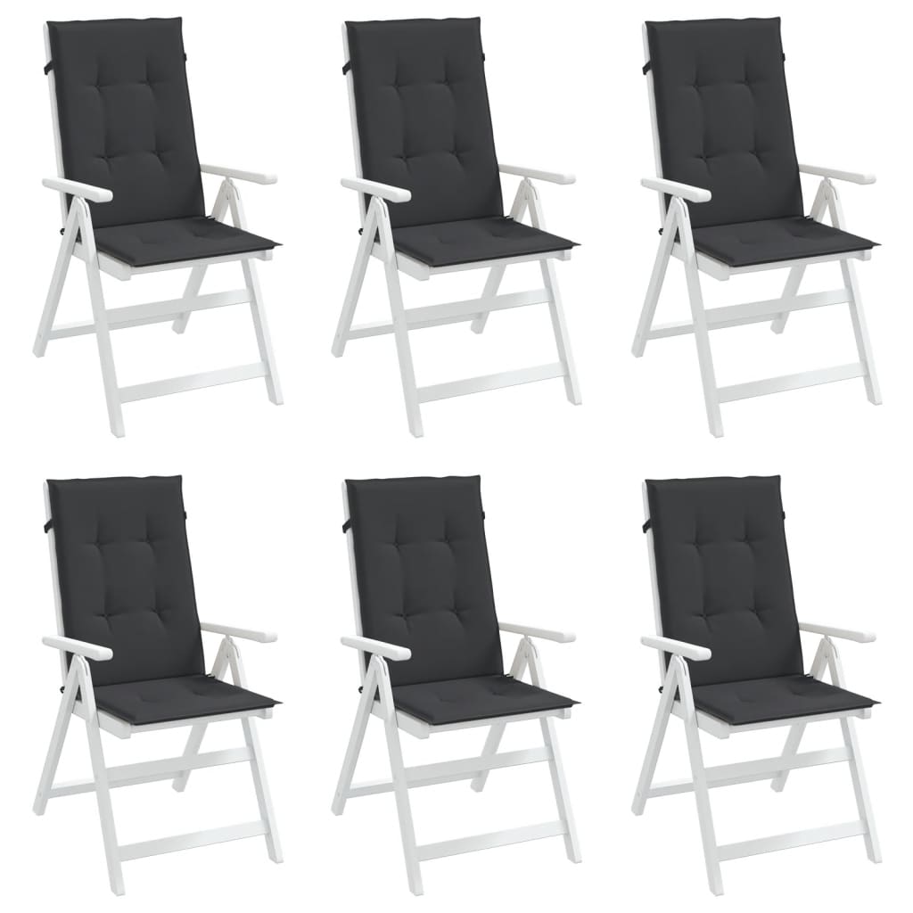 Jastuci za vrtne stolice 6 kom crni 120 x 50 x 3 cm od tkanine