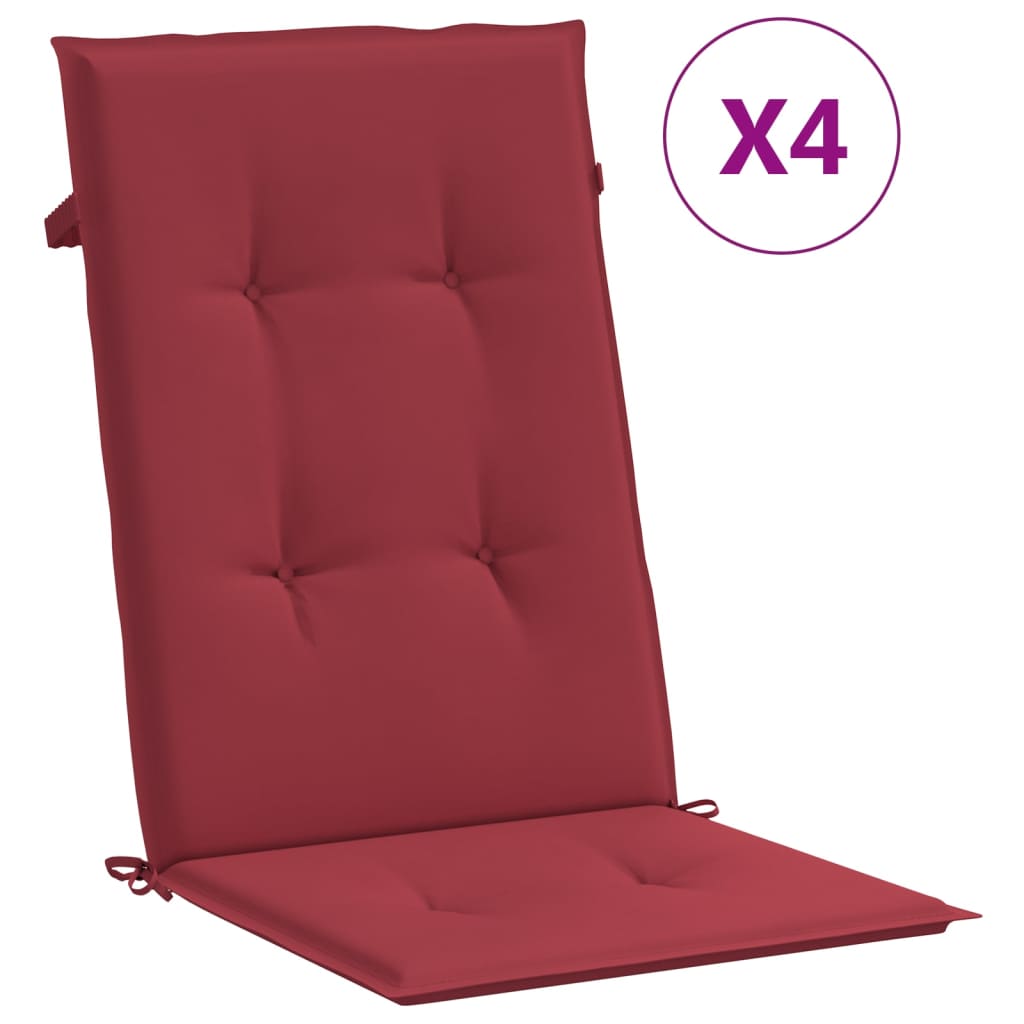 Jastuci za vrtne stolice 4 kom boja vina 120x50x3 cm od tkanine