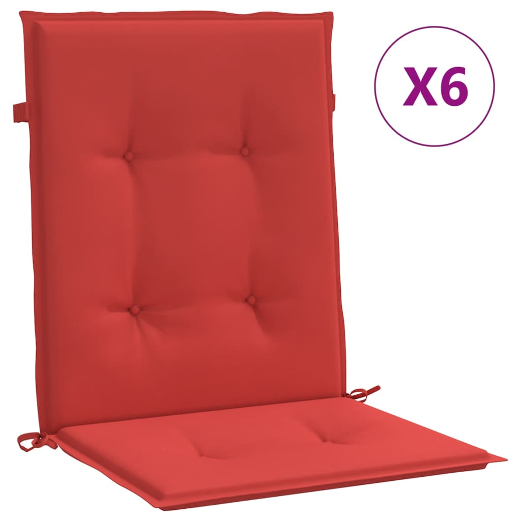 Jastuci za vrtne stolice 6 kom crveni 100x50x3 cm od tkanine