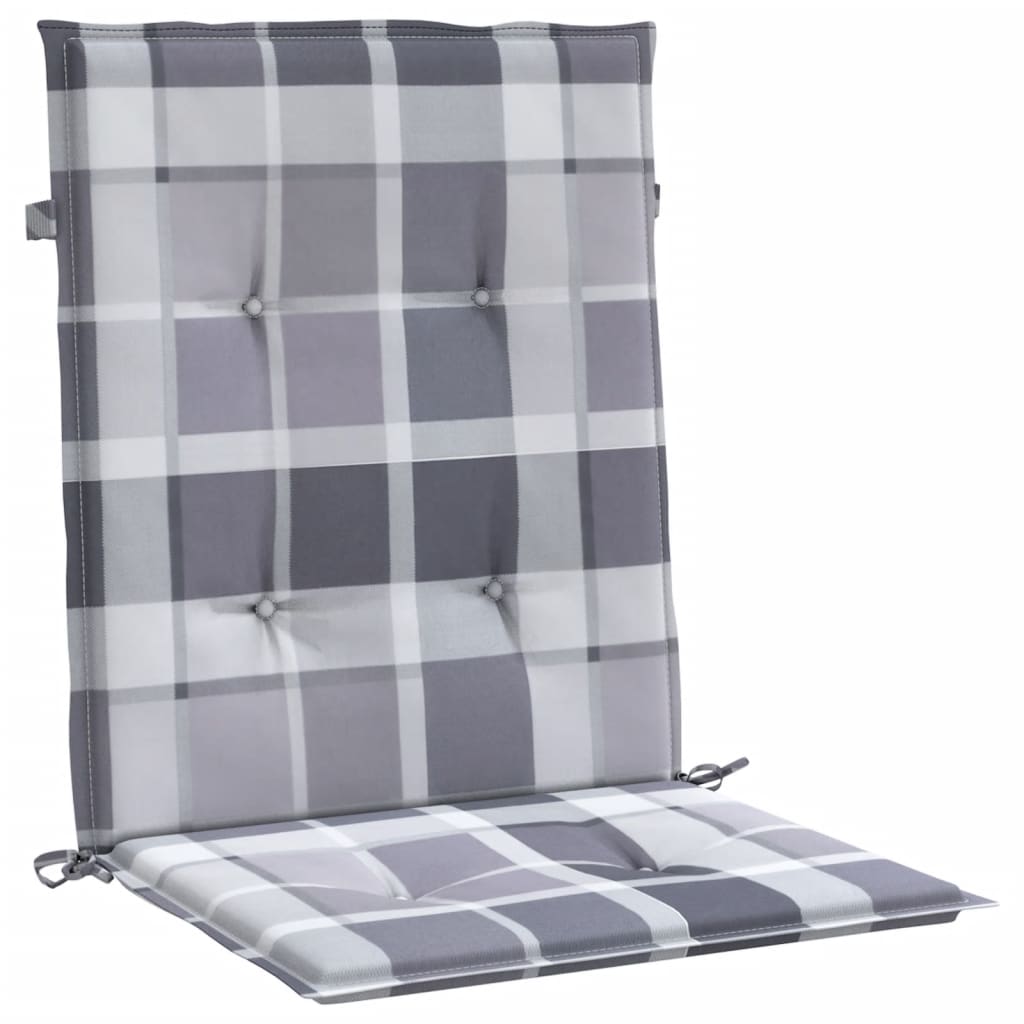Jastuci za vrtne stolice 4 kom sivi karirani 100x50x3cm tkanine