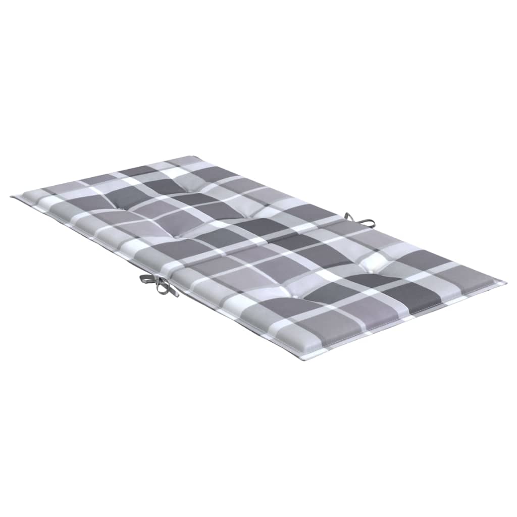 Jastuci za vrtne stolice 4 kom sivi karirani 100x50x3cm tkanine