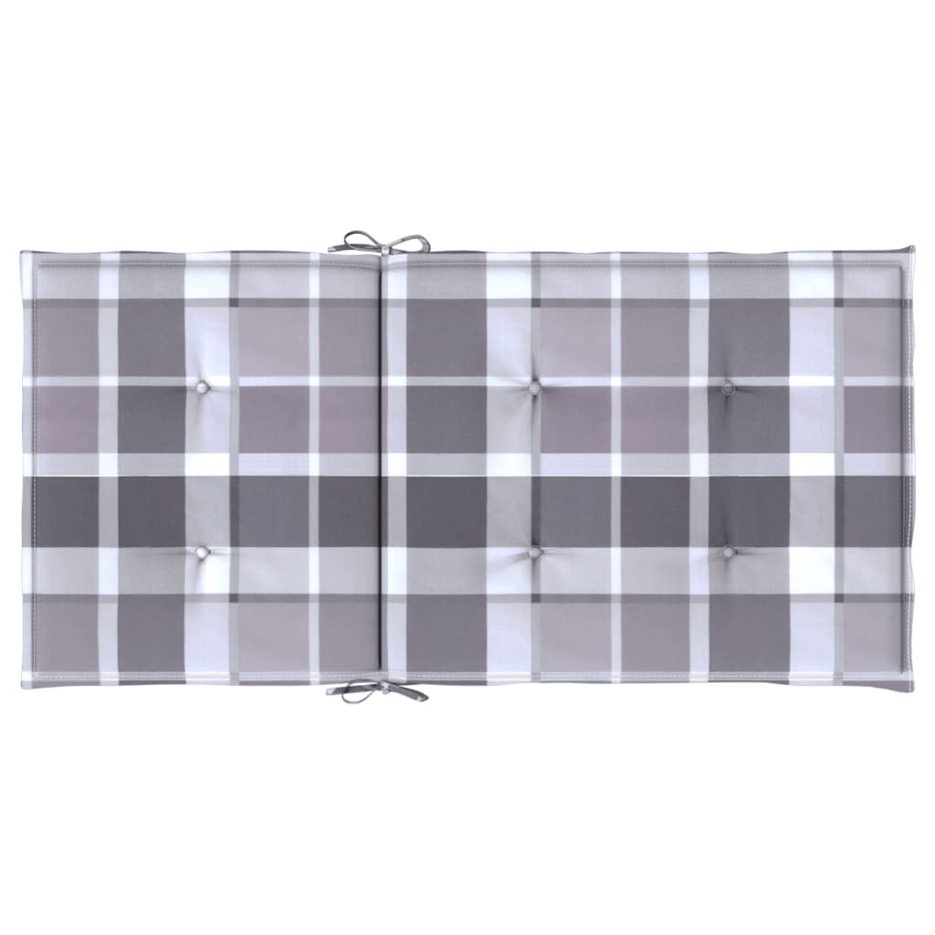 Jastuci za vrtne stolice 4 kom sivi karirani 100x50x3cm tkanine