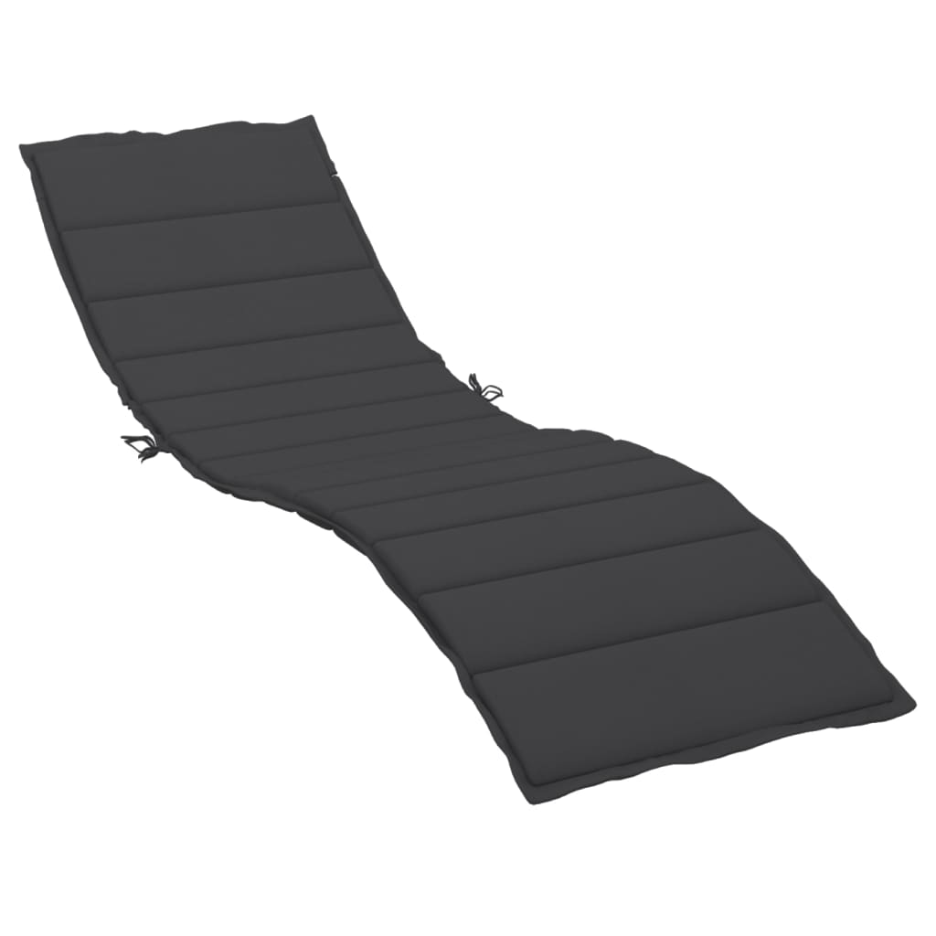 Jastuk za ležaljku crni 200 x 50 x 3 cm od tkanine Oxford