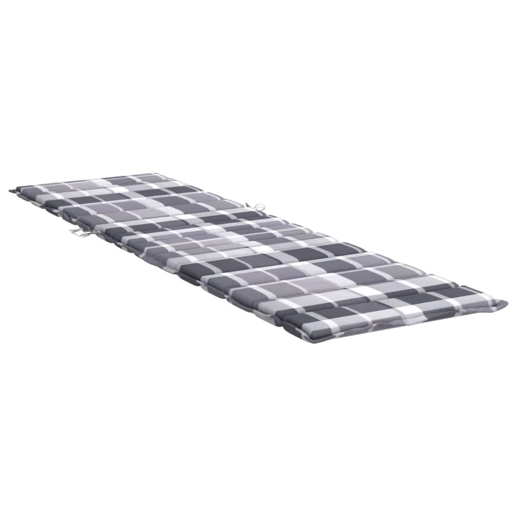 Jastuk za ležaljku sivi karirani 200 x 70 x 3 cm tkanina Oxford