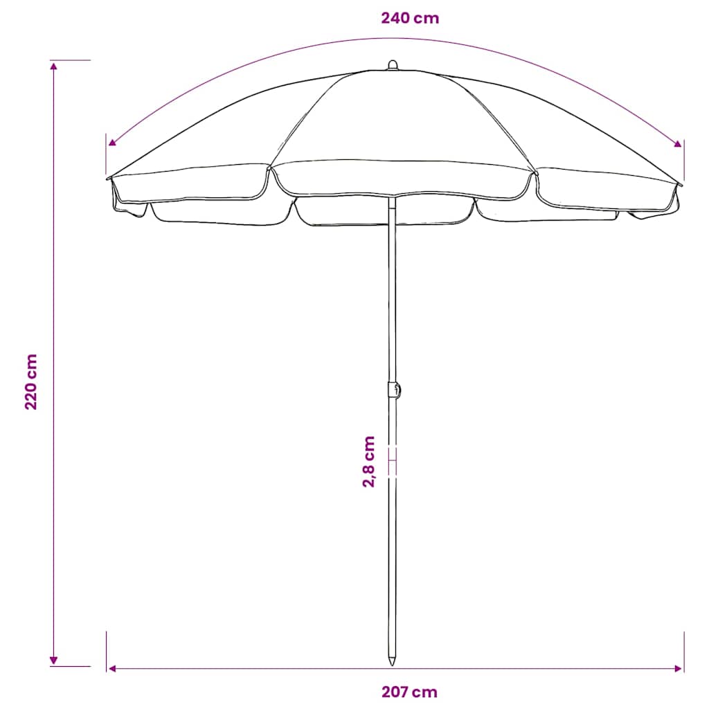 Suncobran za plažu plavi 240 cm