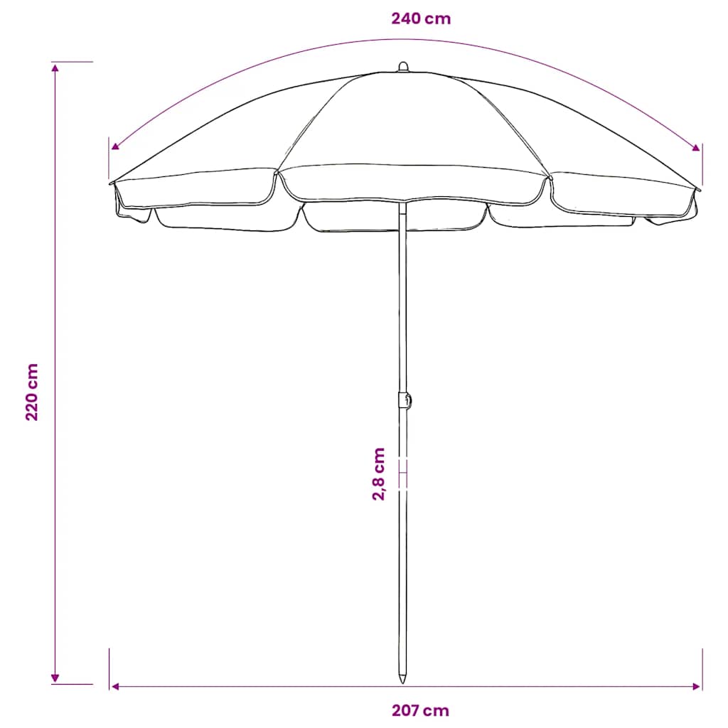 Suncobran za plažu zeleni 240 cm