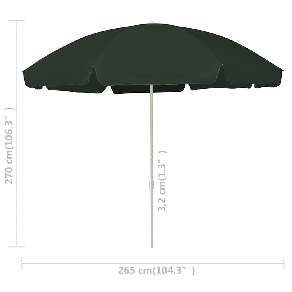 Suncobran za plažu zeleni 300 cm