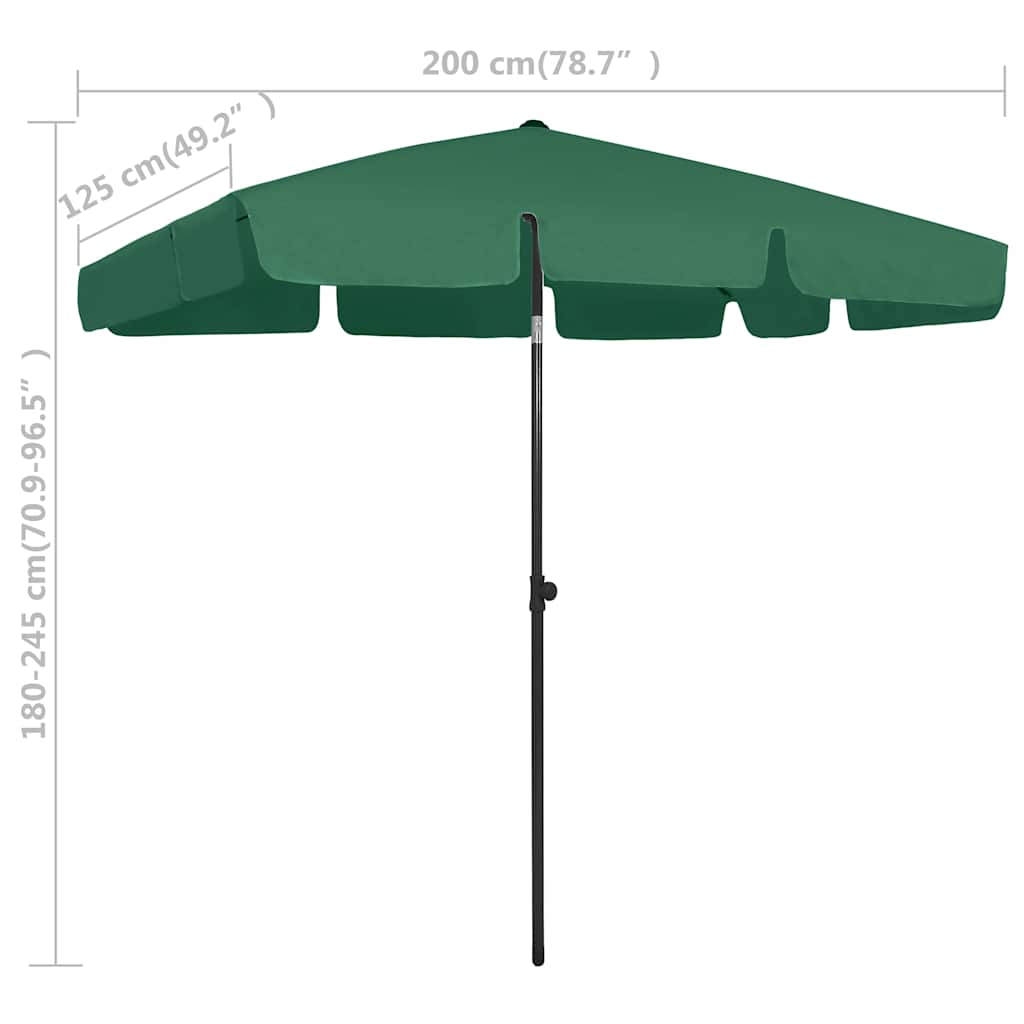 Suncobran za plažu zeleni 200 x 125 cm