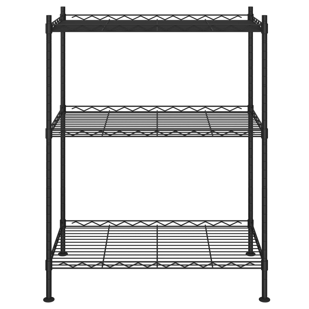 Stalak za pohranu s 3 razine 60 x 35 x 76 cm crni 150 kg