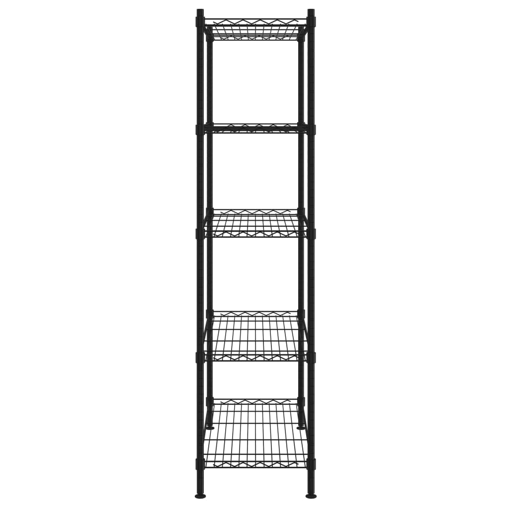 Police za odlaganje s 5 razina 90 x 35 x 180 cm crne 250 kg