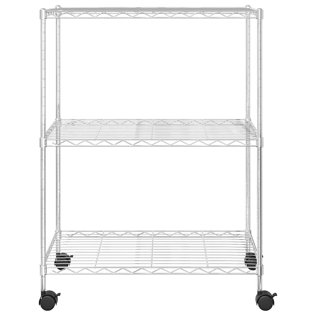 Stalak za pohranu s 3 razine 60 x 35 x 81 cm kromirani 150 kg