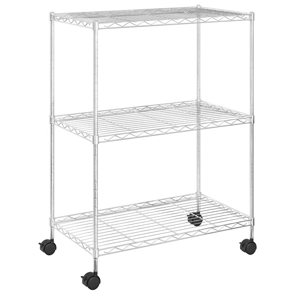 Stalak za pohranu s 3 razine 60 x 35 x 81 cm kromirani 150 kg