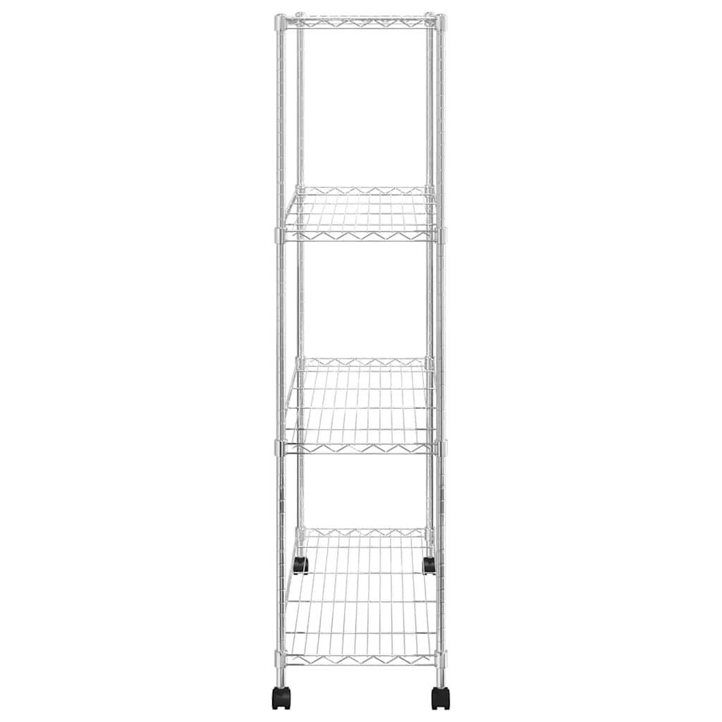 Police za pohranu 4 razine s kotačima 90x35x142 cm krom 200 kg