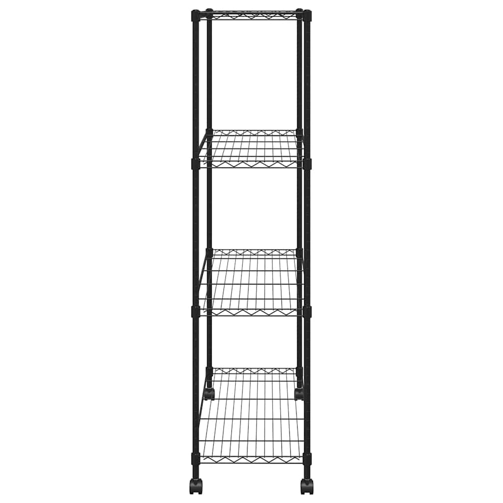 Police za pohranu s 4 razine 90 x 35 x 142 cm crne 200 kg