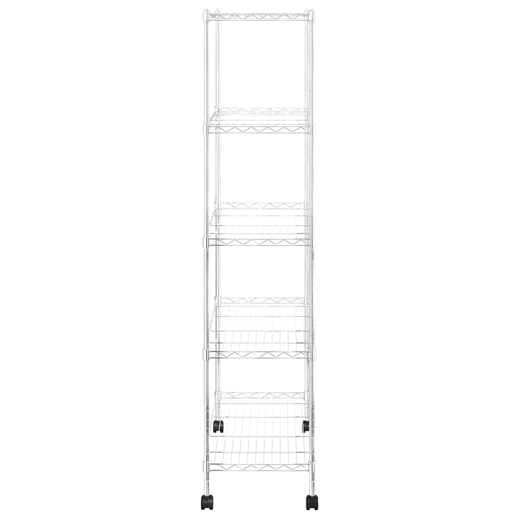 Police za pohranu 5 razina s kotačima 75x35x155 cm krom 250 kg