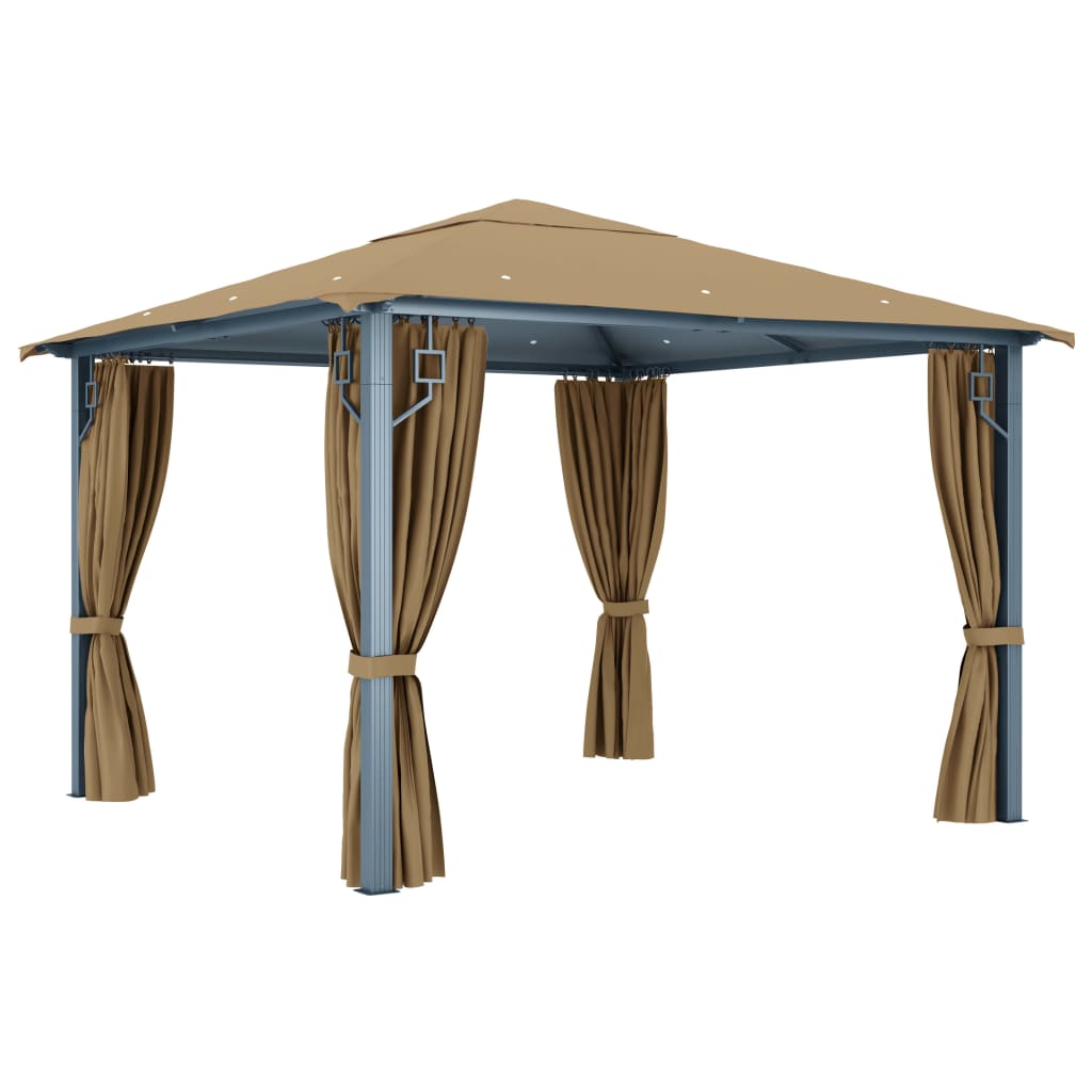 Sjenica sa zastorom 300 x 300 cm smeđe-siva aluminijska